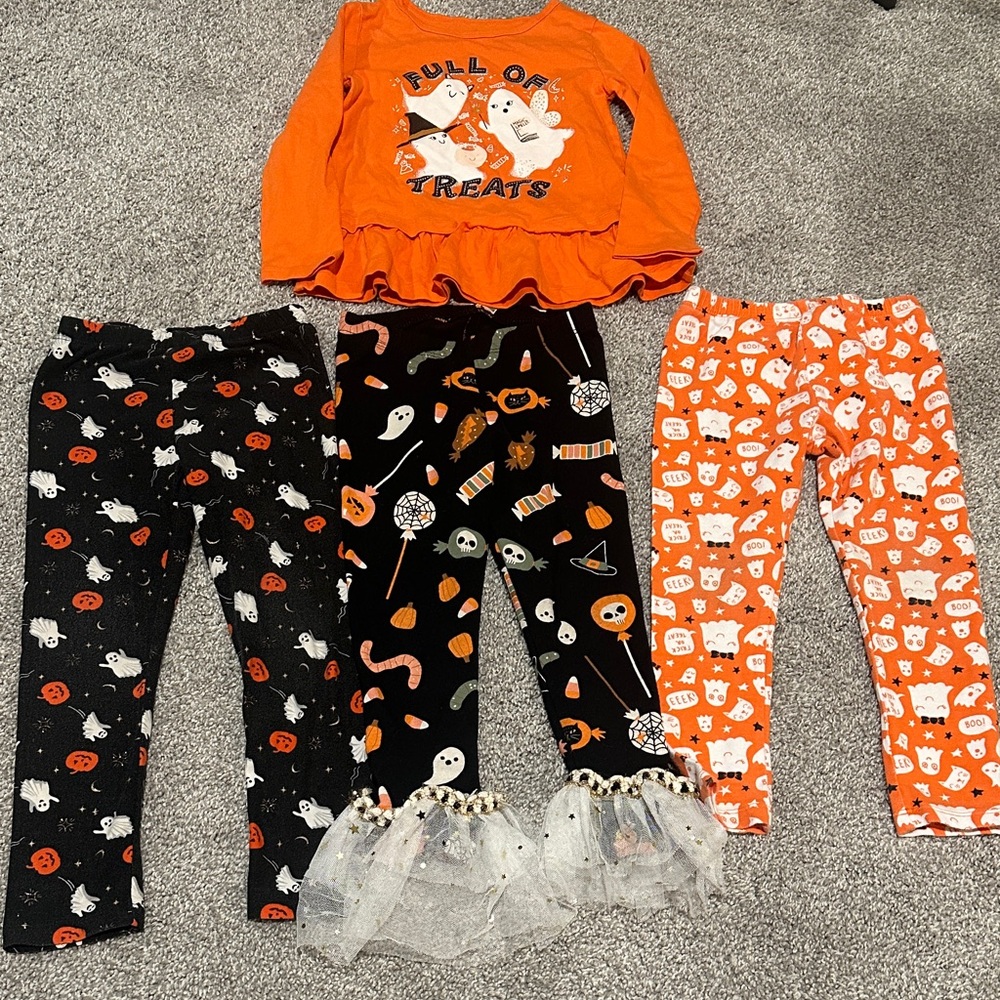 Halloween Print 3T Toddler Bundle leggings and‎ long sleeve peplum